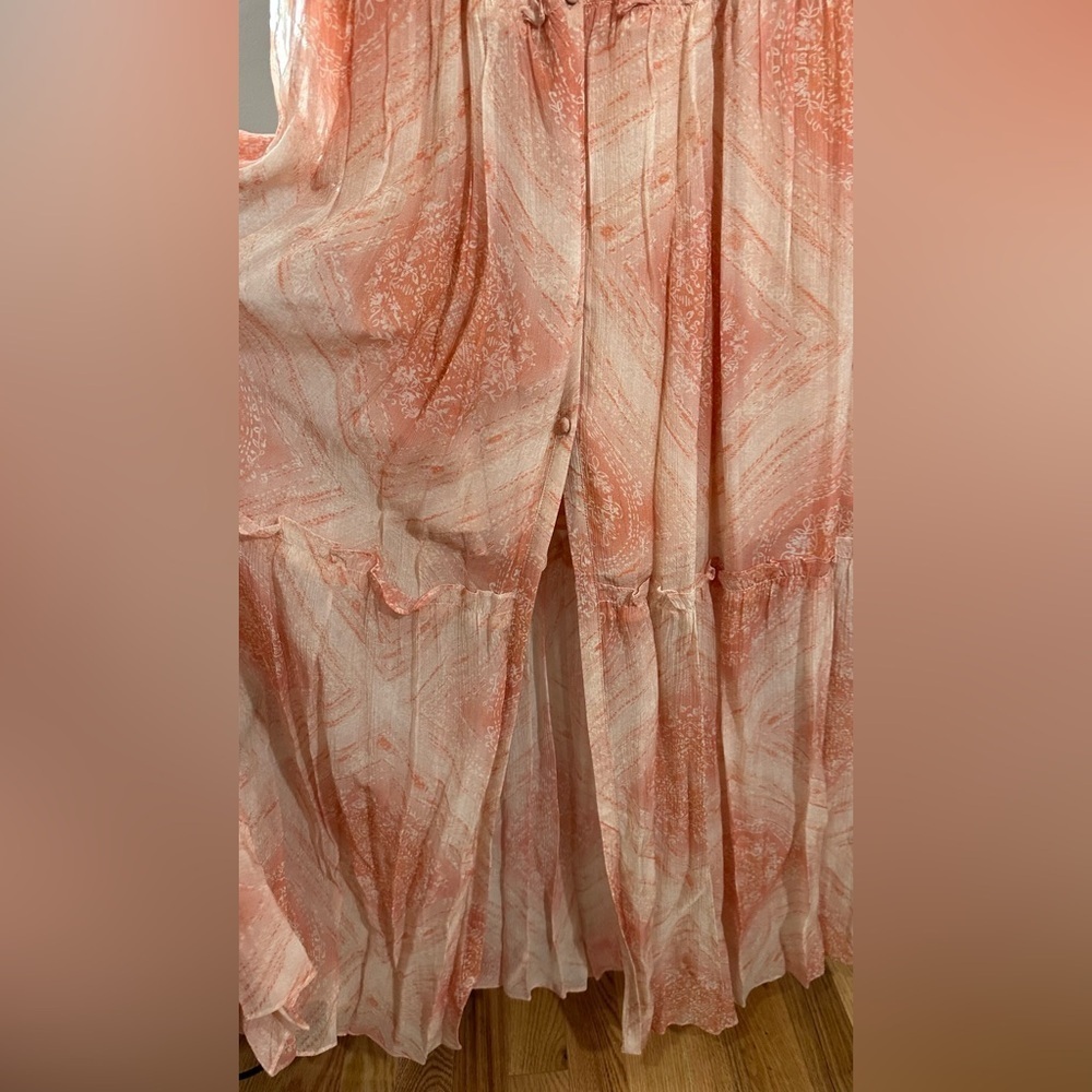 NWT Ramy Brook Printed Poppy Peach Maxi Dress Silk Blend Small - Picture 10 of 11